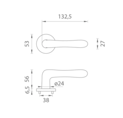 Klika na dveře AT - CYNIA - R 7S OLV PVD - Mosaz leštěná lakovaná PVD
