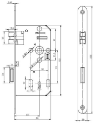 MP - Zadlabací zámek BB 72/80 - D 2255 L/P Černý pozink