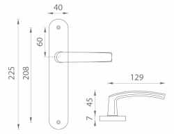 Klika na dveře BA - MIRA - S F8 - Nikl matný