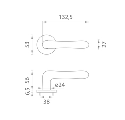 Klika na dveře AT - CYNIA - R 7S BS - Černá matná