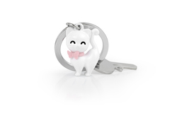 MTM341-01 MTM - KLÍČENKA - Kočka bílá s mašlí