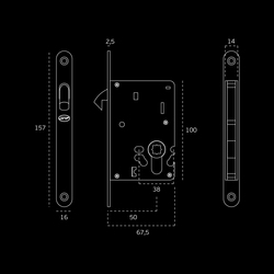 JNF - Zámek WC na posuvné dveře IN.20.915.S + protiplech BN - Broušená nerez