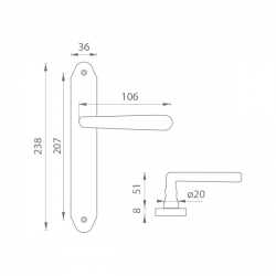 Klika na dveře MP - ALT WIEN OCS - Chrom broušený