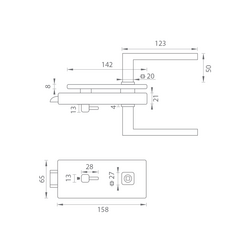 MP - UNIQUE R8 - ZÁMEK na sklo s klikou QUADRA - WC BS - Černá matná