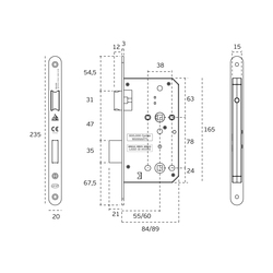 JNF - Zámek na dveře WC 78 IN.20.976.60 BN - Broušená nerez