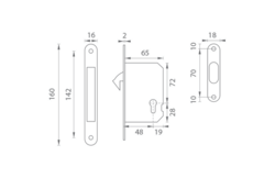 FT - Zámek na posuvné dveře 62/50 PZ NP - Nikl perla