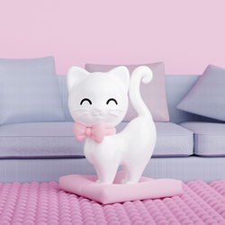 MTM341-01 MTM - KLÍČENKA - Kočka bílá s mašlí