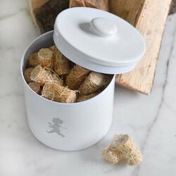 SN - NÁDOBA NA PODPALOVAČE Bílá lesklá / stříbrný lesklý emblém