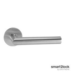 Klika na dveře GK - LUCIA PIATTA S - R - S2L s uzamykáním BN - Broušená nerez (71)