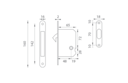 FT - Zámek na posuvné dveře 61/50 WC OLV - Mosaz leštěná lakovaná