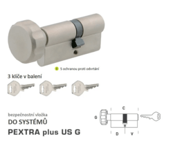 Bezpečnostní vložka DK - PEXTRA plus US G - s knoflíkem NP - Nikl perla