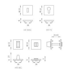 MP - ROZETA - HR SQ6 CUM - Měď matná