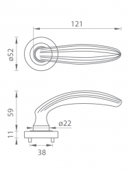 Klika na dveře TI - SOFIA - R 1917 OC - Chrom lesklý (03)