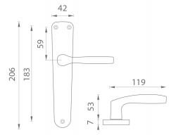 Klika na dveře BA - LUXOR - B F4 - Bronz elox
