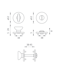 Rozeta ke klice TI - ROZETA - R 5S CUM - Měď matná (186)