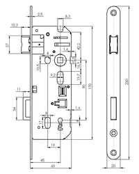 MP - Zadlabací zámek BB 90/60 - C 3245 pozink L/P Bílý pozink