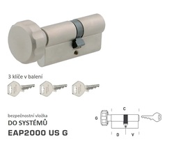 Bezpečnostní vložka DK - EAP2000 US G - s knoflíkem NP - Nikl perla