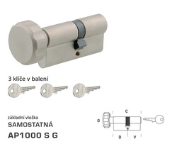 Stavební vložka DK - AP1000 S G - s knoflíkem NP - Nikl perla