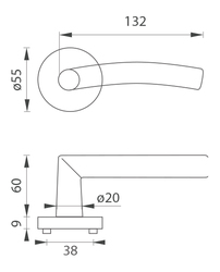 Klika na dveře MP - SWING - R BN - Broušená nerez