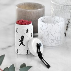 SN - DESIGNOVÉ ZÁPALKY V DÓZE Bílá lesklá / černý lesklý emblém