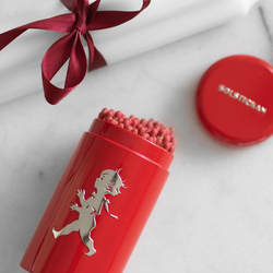 SN - DESIGNOVÉ ZÁPALKY V DÓZE Červená lesklá / stříbrný lesklý emblém