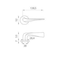 Klika na dveře AS - DALIA - R 7S OLS - Mosaz broušená