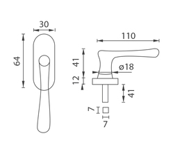 Klika na eurookno NI - DK - ELEGANT - R OLV - Mosaz leštěná lakovaná