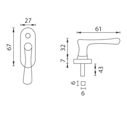 Půloliva na okno NI - ELEGANT - půloliva MALÁ OBMP - Staromosaz matný lak