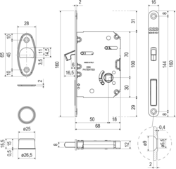 AGB - Set na posuvné dveře WAVE - HR WC BS - Černá matná