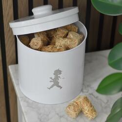 SN - NÁDOBA NA PODPALOVAČE Bílá lesklá / stříbrný lesklý emblém