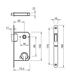 TI - Magnetický zámek 3598 PZ 85 CUM - Měď matná (186)