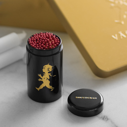 SN - DESIGNOVÉ ZÁPALKY V DÓZE Černá lesklá / zlatý lesklý emblém