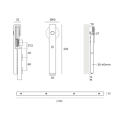 Posuvný systém na dřevěné dveře JNF - PS CHARRIOT 1700 SYSTÉM NA DŘEVO IN.15.903.N BS - Černá matná