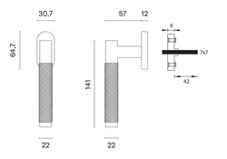 Klika na eurookno AT - DK - MOLINIA - R OLV PVD - Mosaz leštěná lakovaná PVD