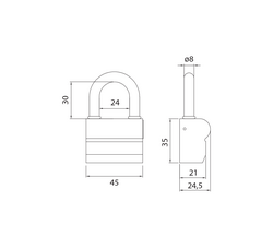 DK - EAP2000 US visací zámek - třmen 30 VHZ 45 NP - Nikl perla