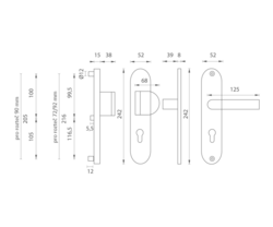 Bezpečnostní kování AXA - BETA2 F4 - Bronz elox