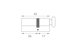 MP - Cylindrická vložka s knoflíkem pro kování na sklo ONS - Nikl broušený