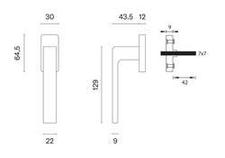 Klika na eurookno AT - DK - SULLA - HR OLV PVD - Mosaz leštěná lakovaná PVD