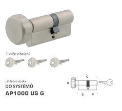 Stavební vložka DK - AP1000 US G - s knoflíkem NP - Nikl perla