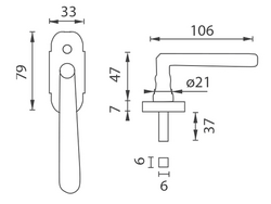 Půloliva na okno NI - ELEGANT - půloliva VELKÁ OGR - Bronz česaný lesklý