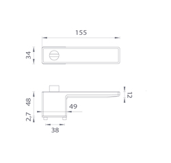 Klika na dveře ASG - HEDERA - RT s uzamykáním BS/OLS - Černá matná / mosaz broušená