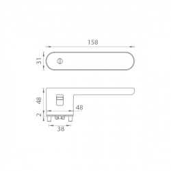 Klika na dveře GK - AVUS ONE S2L s uzamykáním Velvet šedá (22)