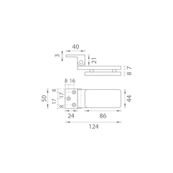 MP - UNIQUE R8 - Pant na sklo s destičkou horizontální - pár BN - Broušená nerez