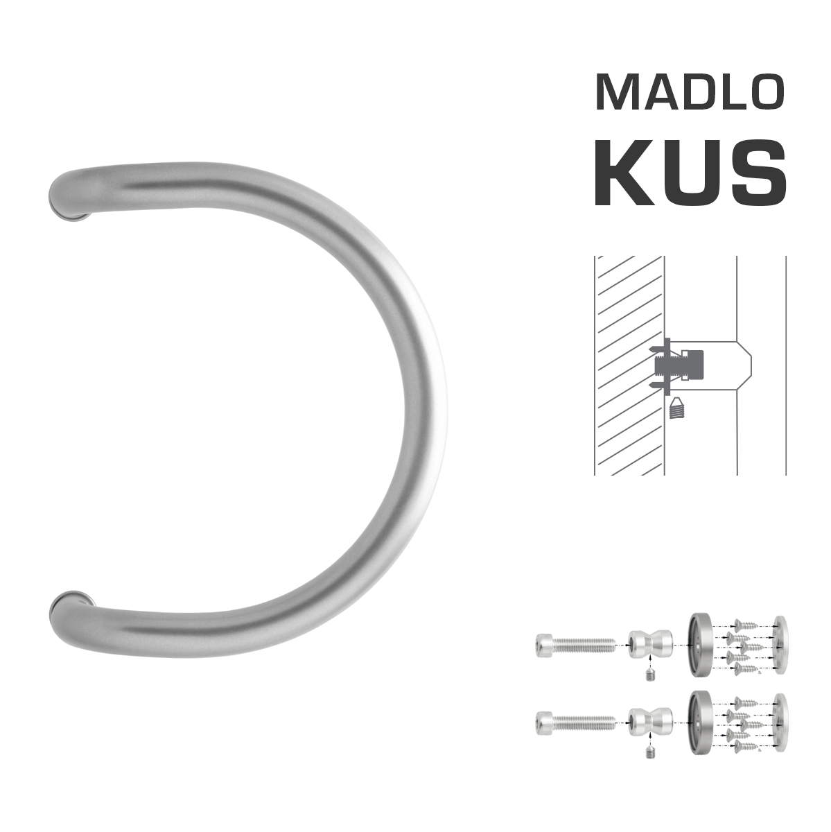 Madlo na dveře WA - MADLO M1 WA/B-D-DŘEVO ks Stříbrná (RAL 9006)