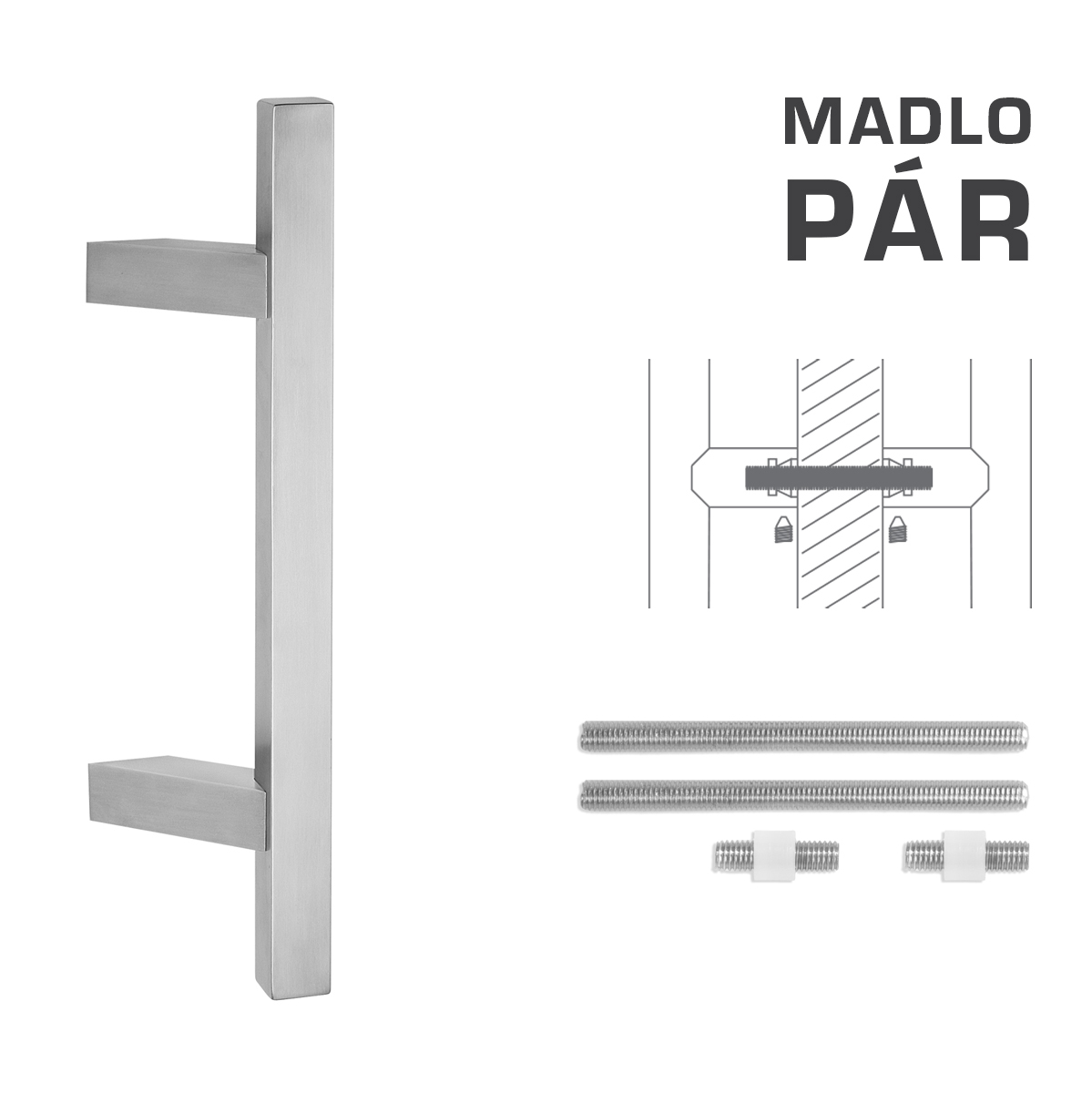 Madlo na dveře FT - MADLO kód K31Z 25x25 mm UN pár BN - Broušená nerez