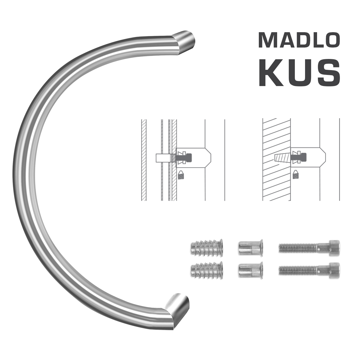 Madlo na dveře FT - MADLO kód K16 Ø 30 mm SP ks BN - Broušená nerez
