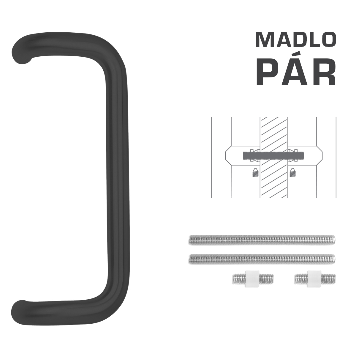 Madlo na dveře FT - MADLO kód K38 Ø 32 mm UN pár BS - Černá matná