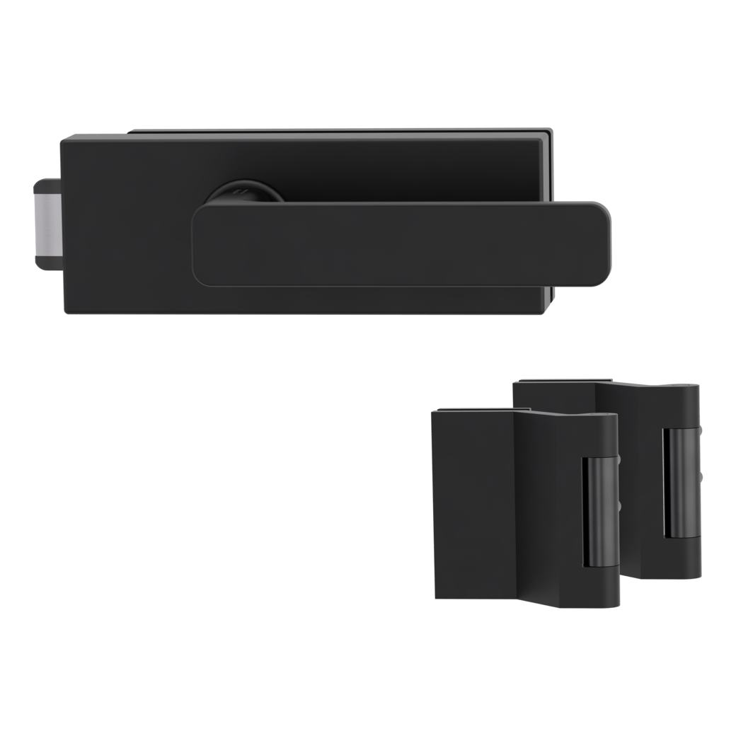 GK - PURISTO S - ZÁMEK na sklo s klikou MINIMAL MODERN - UV (vč. závěsů) Grafit černá (28)