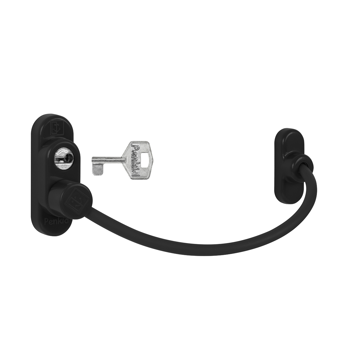 PD - Lankový zámek na okno s uzamykáním BS - Černá matná (RAL9005)