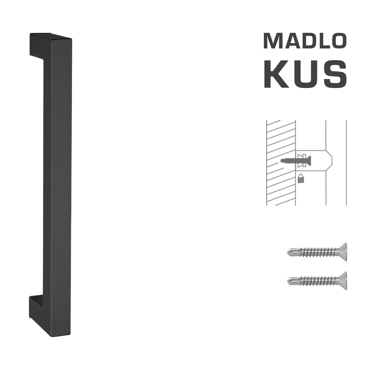 Madlo na dveře FT - MADLO kód K02K 25x25 mm ST ks BS - Černá matná